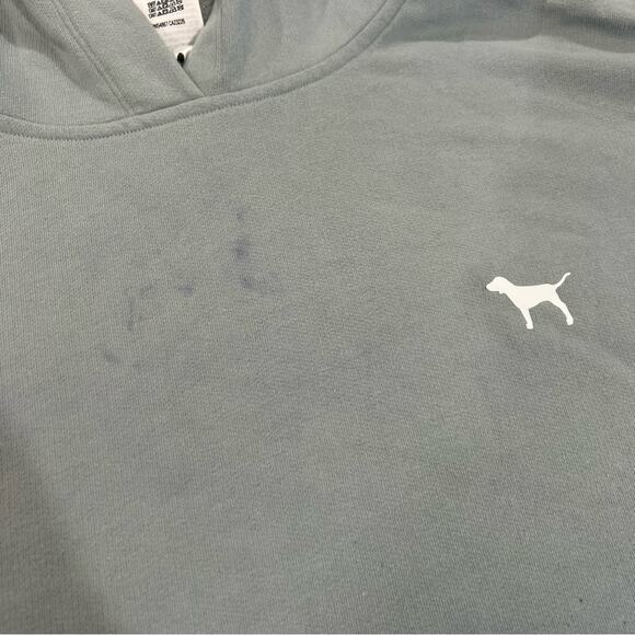 PINK Laced Up Hooded Sweatshirt sz L Gray and White - Picture 11 of 15